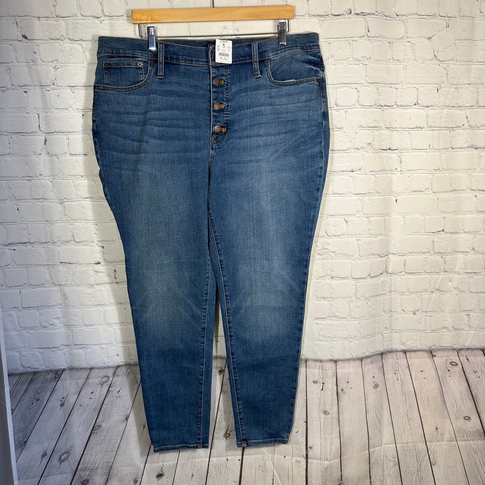 J.Crew High Rise Skinny Jeans‎ Button Fly Blue Denim AS159 Size 35 NEW